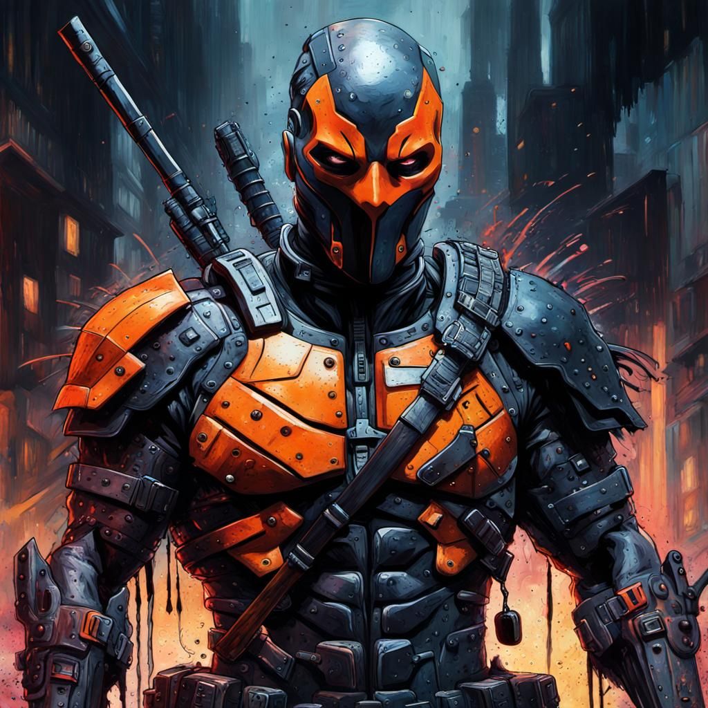 Cyberpunk Deathstroke Splash Art: Detailed Concept Image