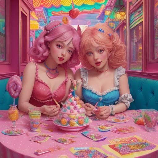 Chibi Strawberries Enjoying Cocktails in Candyland