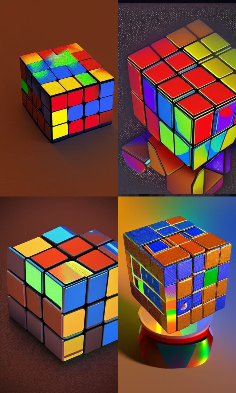 Holographic Astral Rubik's Cube in Mixed Media