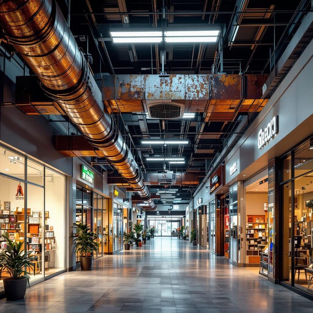 Photorealistic Industrial Ventilation System in Shopping Mal...