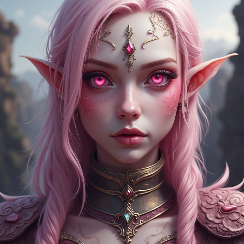 Ethereal Half Orc Goddess in Radiant Light