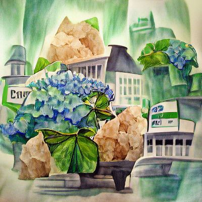 Emerald City Hydrangeas: Watercolor Dreamscape