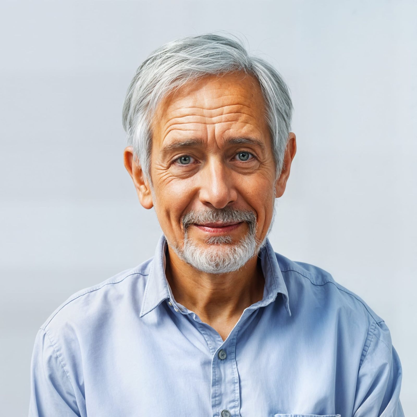 Watercolor Portrait of Older Man with Silver Hair