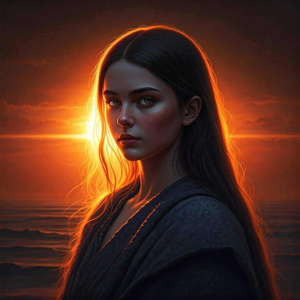 Epic Planet Girl in Sunlight Digital Painting