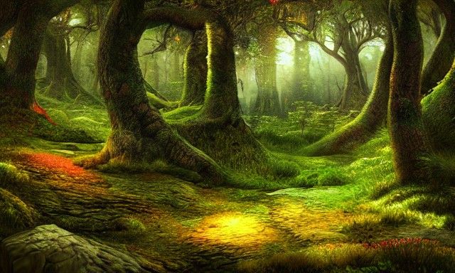Photorealistic Fantasy Forest Landscape