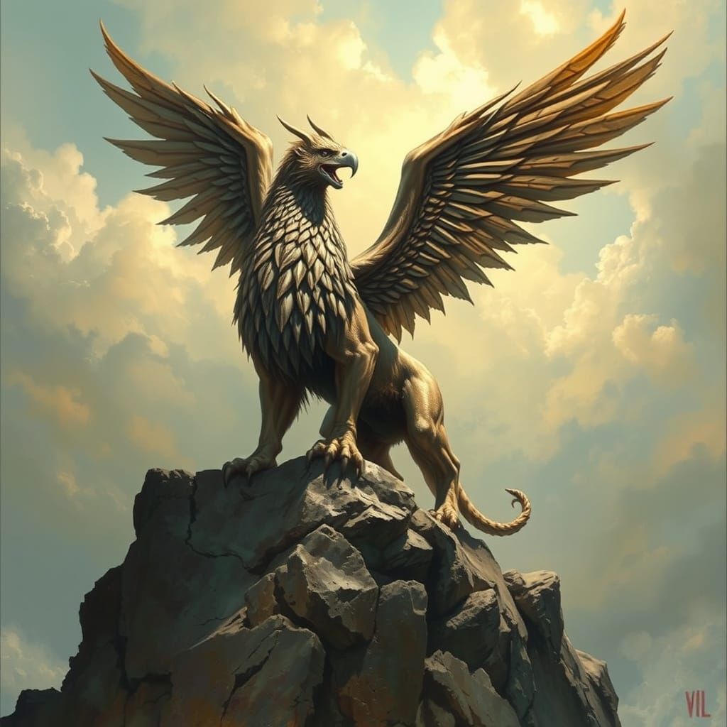 Majestic Griffon in Classical Mythological Style