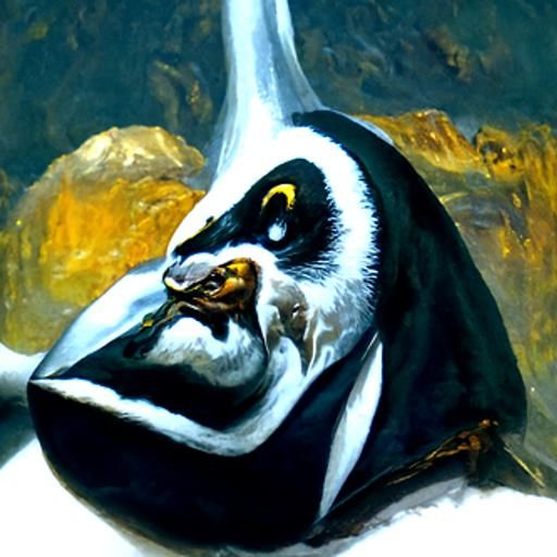 Penguin Portrait in Oil Paint