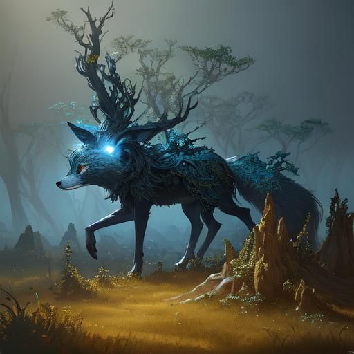 Fox Warrior in Metal Forest: Fantasy Concept Art