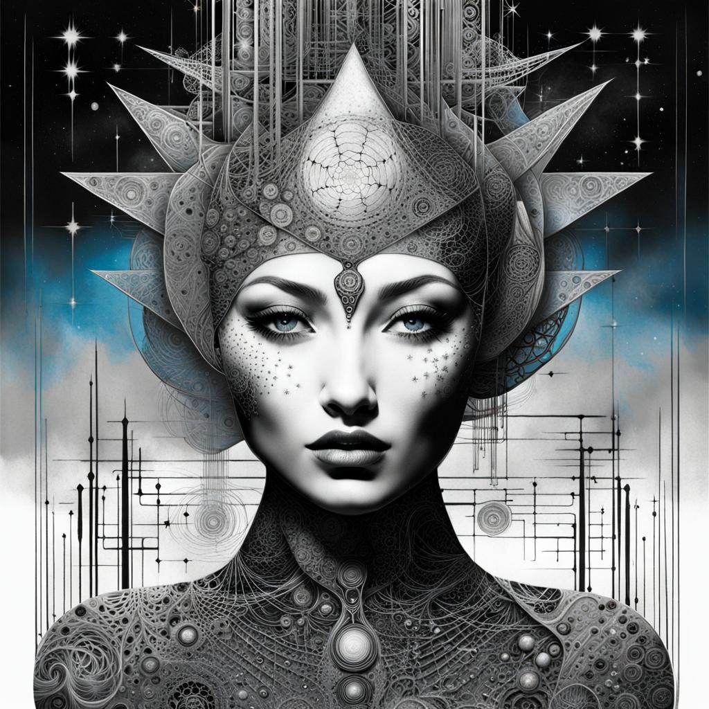 Fractal Stars in Surreal Outer Space Art