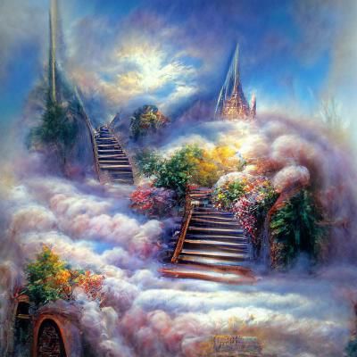 Ethereal Stairway to Heaven in Luminist Style