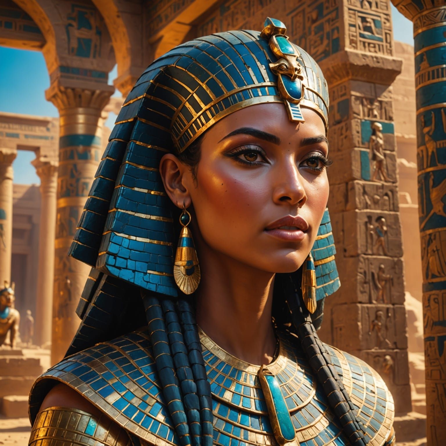 Egyptian Goddess Revealed in Hyperrealistic Temple Setting