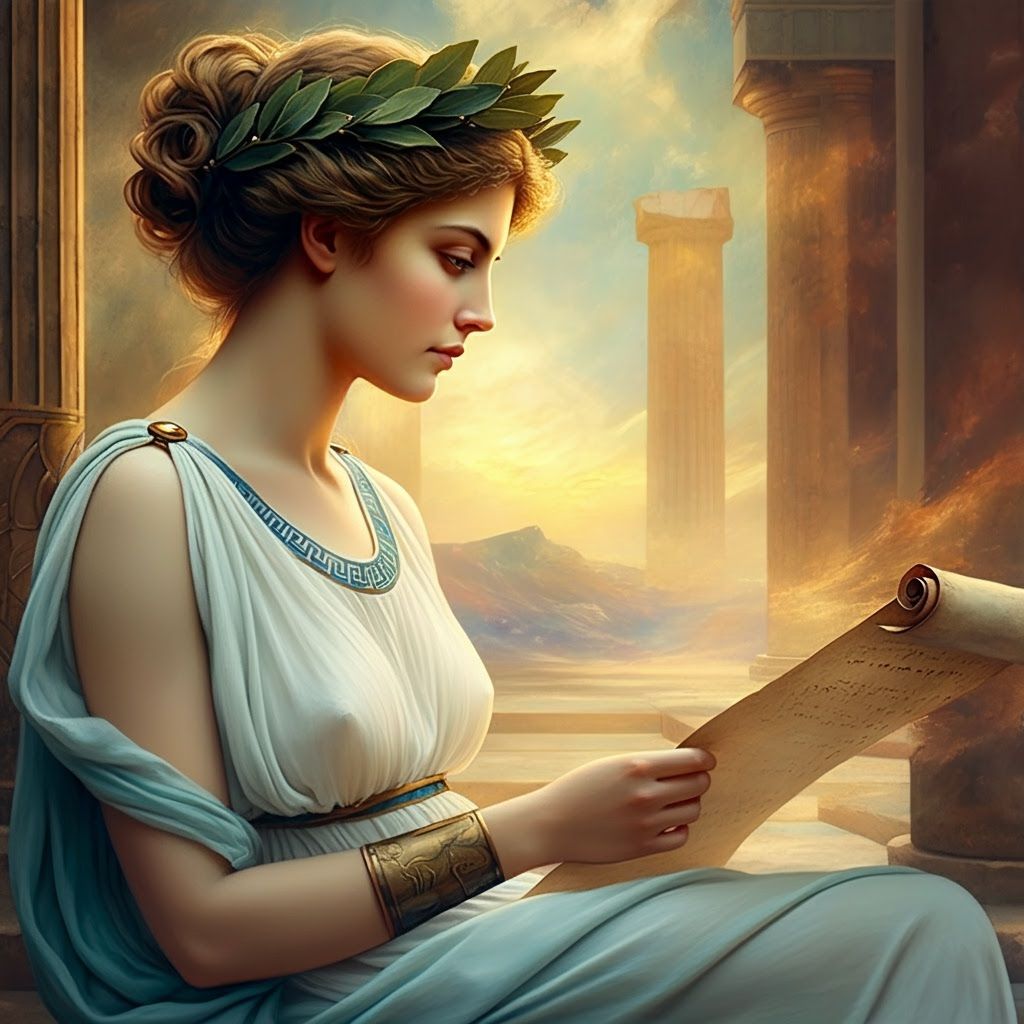 Clio: Greek Muse of History in her Temple