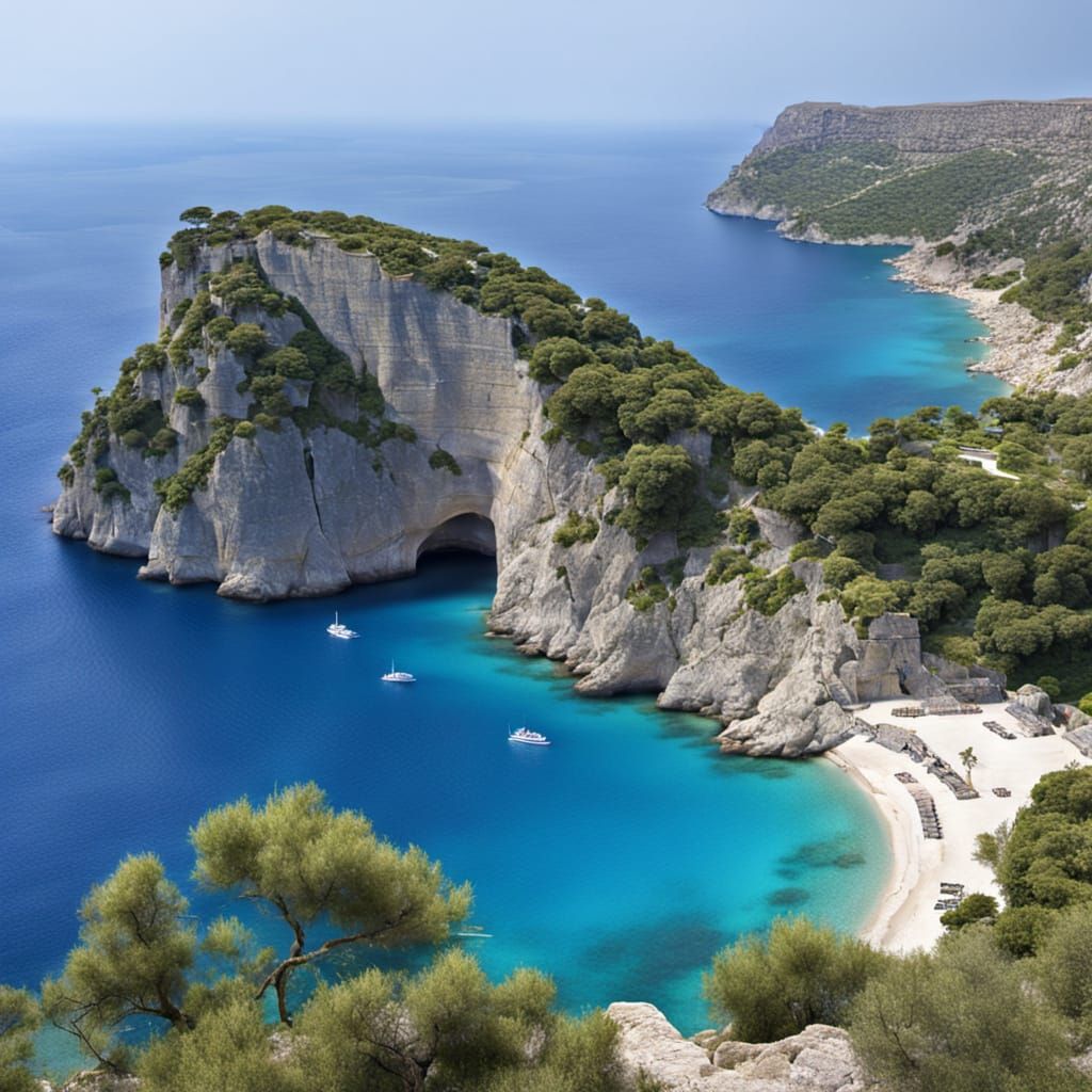 Idyllic Greek Island Landscape