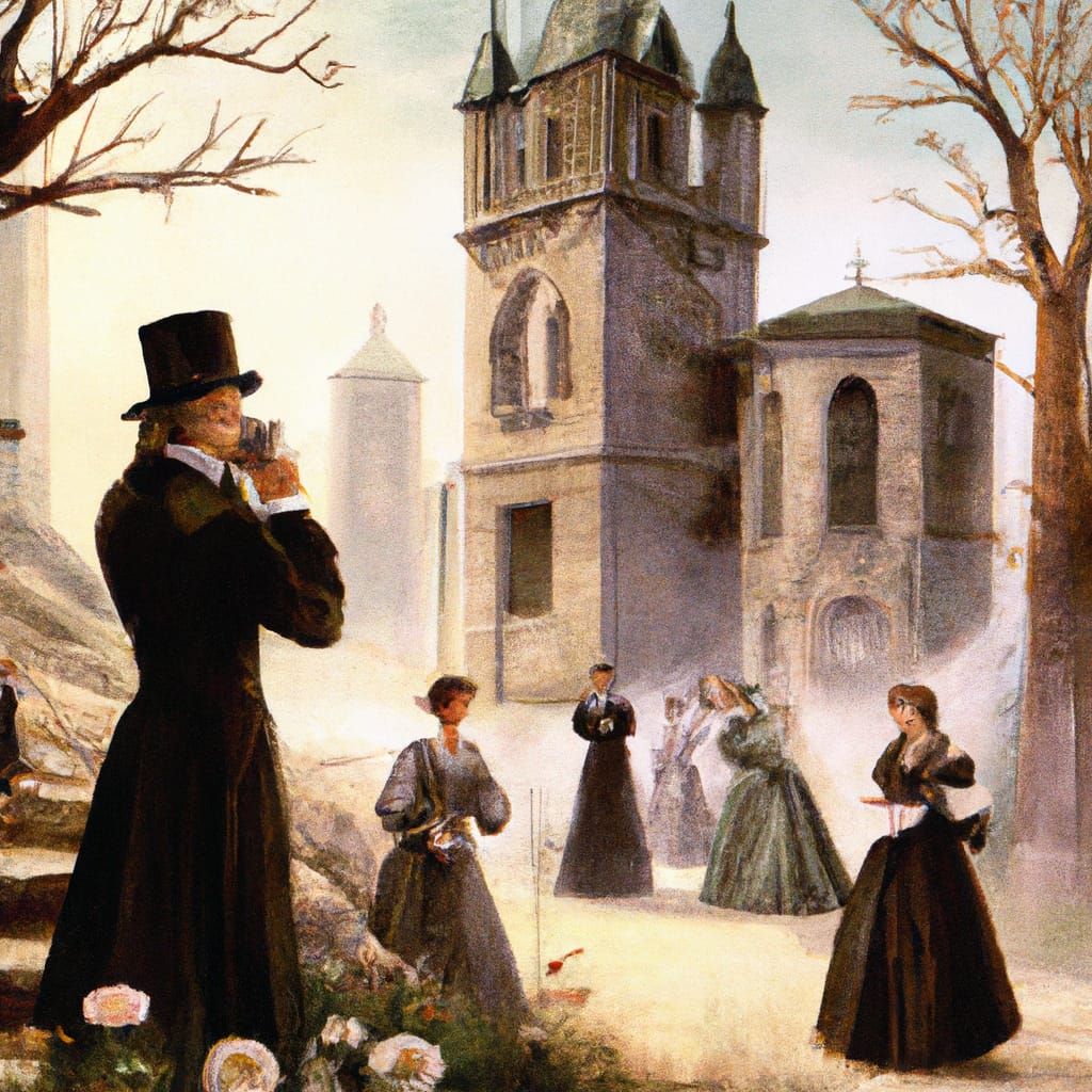 Victorian Vicar Fires Gun at Belltower Illustration