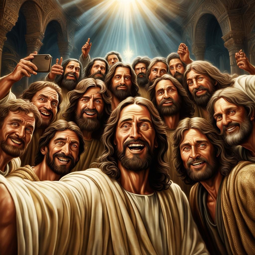 Humorous Selfie with Jesus and Disciples