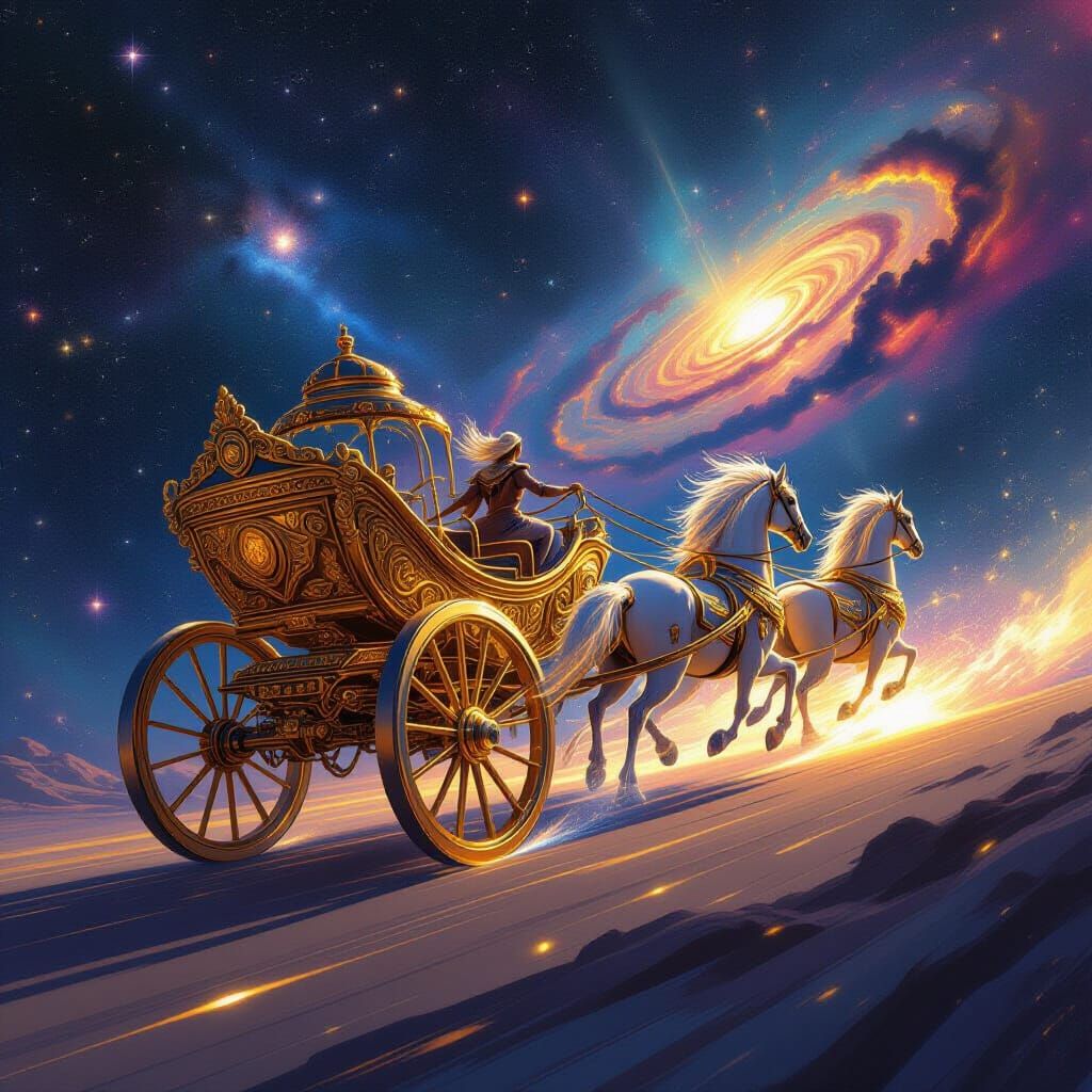 Cosmic Chariot Racing Through Nebulae