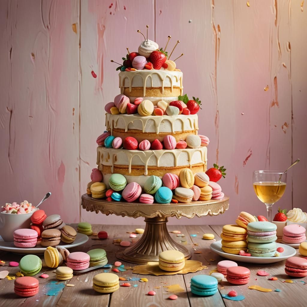 Fantasy Dessert Still Life in Oil Painting Style