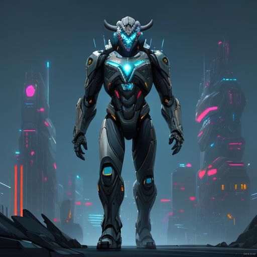 Minotaur in Futuristic Olympus: Sci-Fi Concept Art