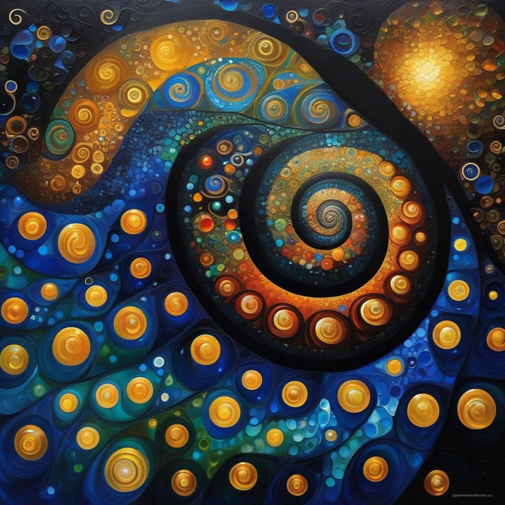 Mystic Snail in Klimt-Inspired Dark Fantasy