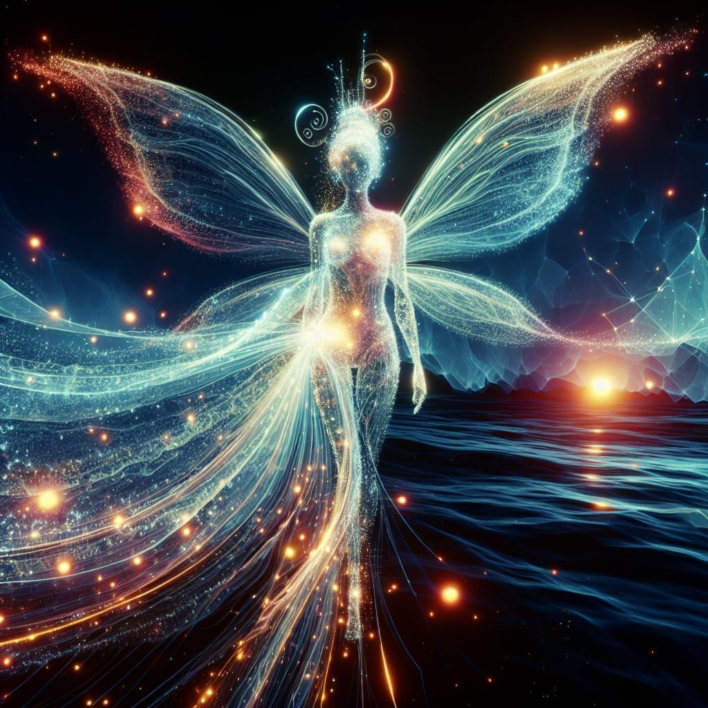 Dreamy Sea Fairy at Sunset in Fantasy Style