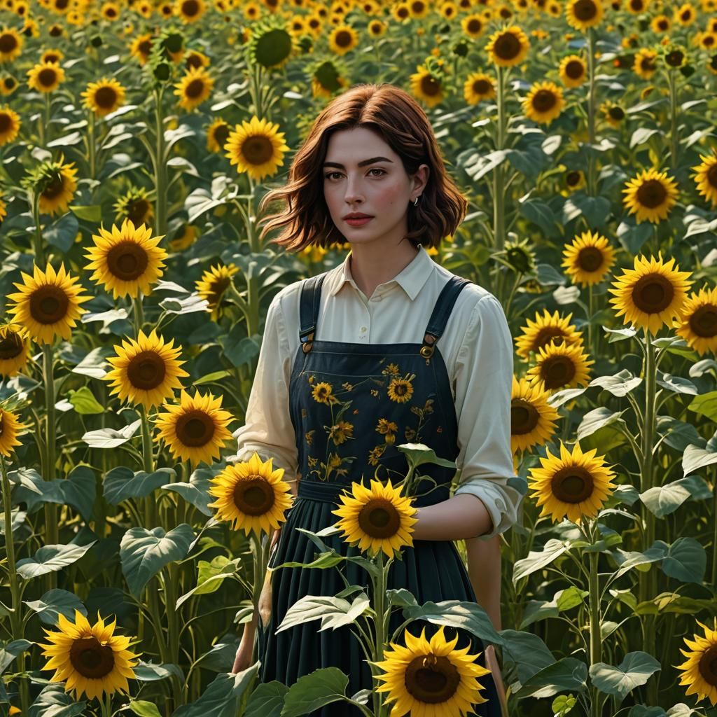 Sunflower Field Fantasy: Detailed Matte Painting
