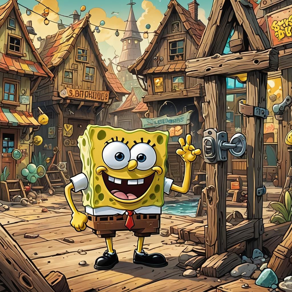 Spongebob Smiles in Bikini Bottom: Comic Book Art