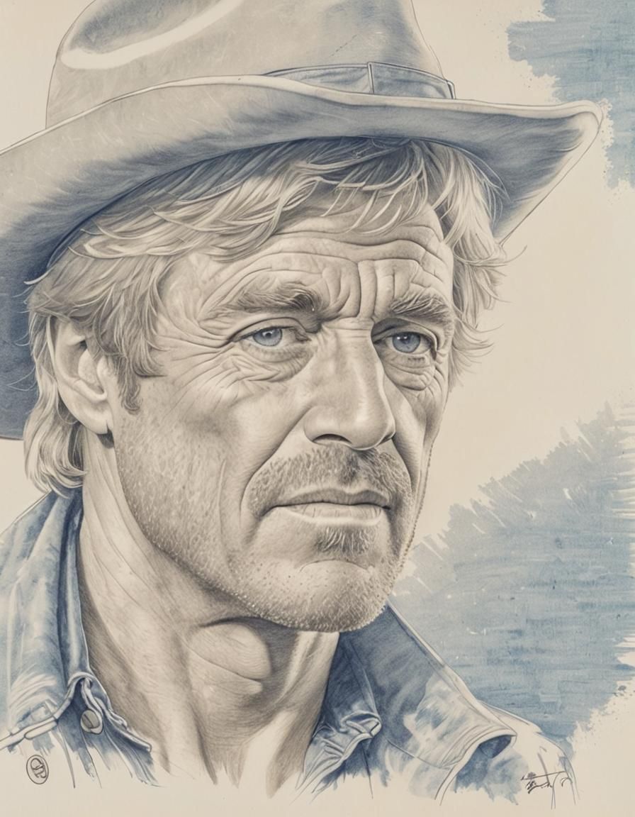 Robert Redford Portrait in Pen and Ink Style