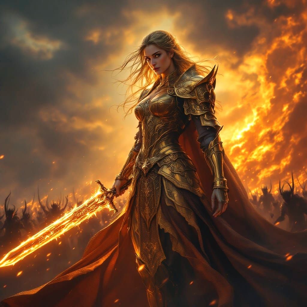 Golden Warrior Embodies Hope in the Face of Darkness