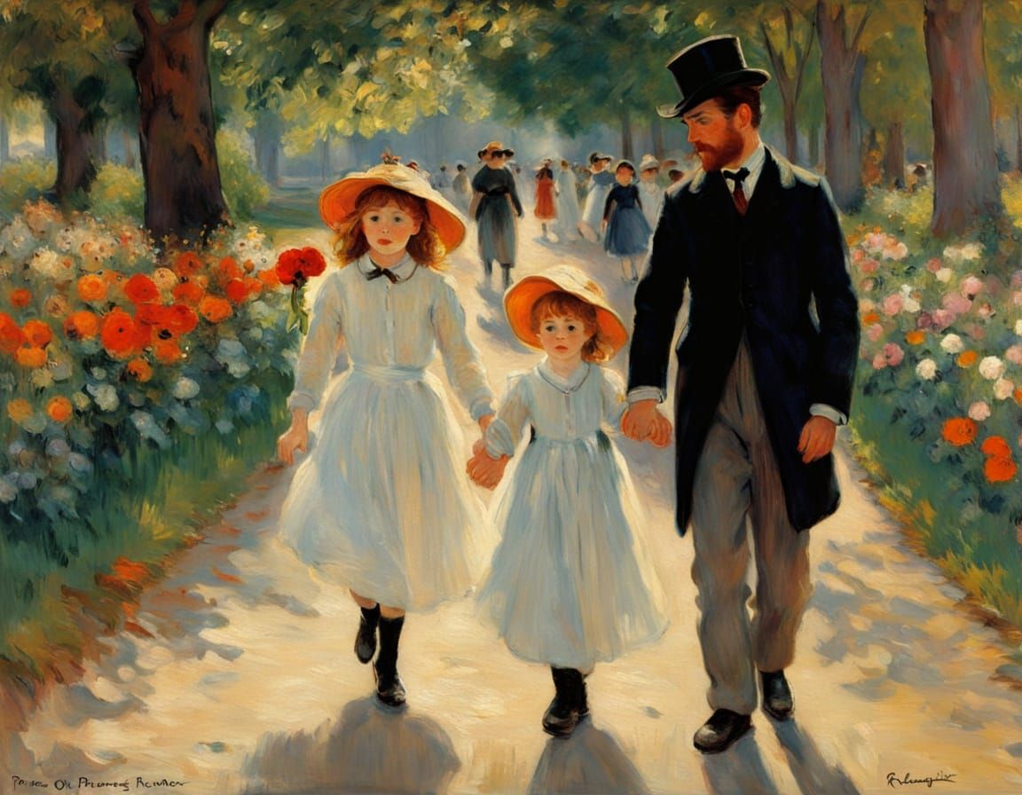 Children's First Day of School as Impressionist Painting