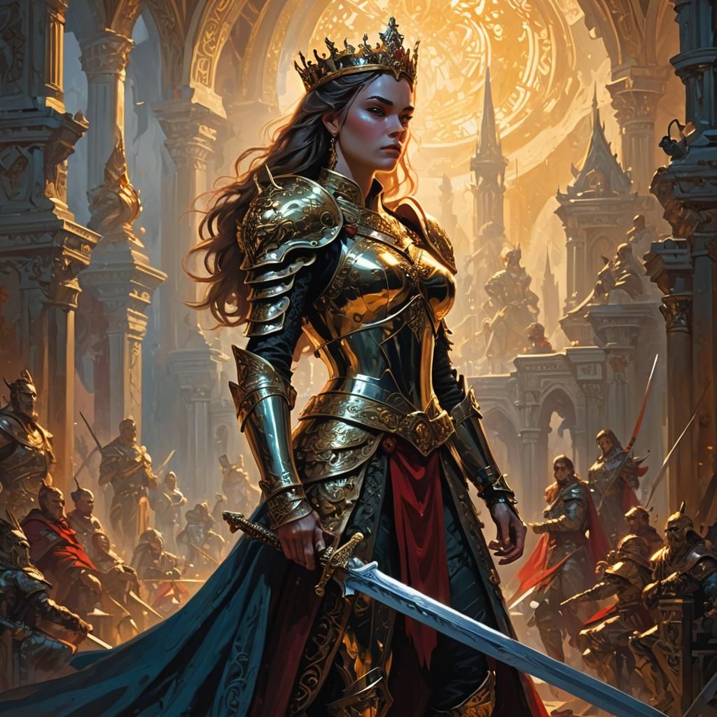 Arrogant Princess in Throne Room, Frazetta-Style Digital Pai...