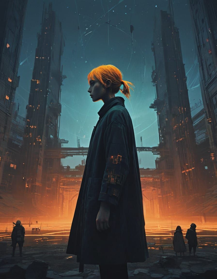 Dark Surreal Art of Dawn's Approach in a Futuristic World