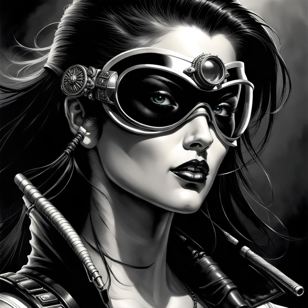 Cyberpunk Razor Samurai with Cybernetic Goggles