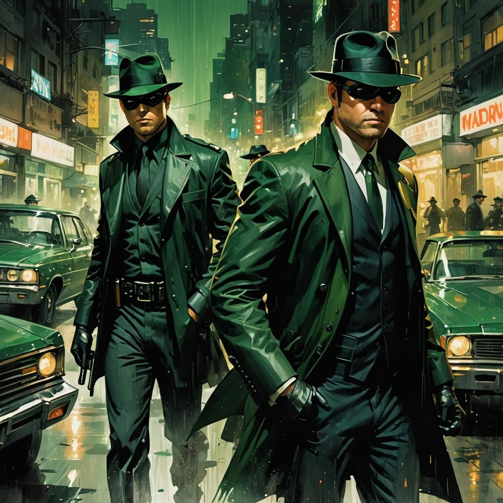 Green Hornet and Kato: Impasto Style Art