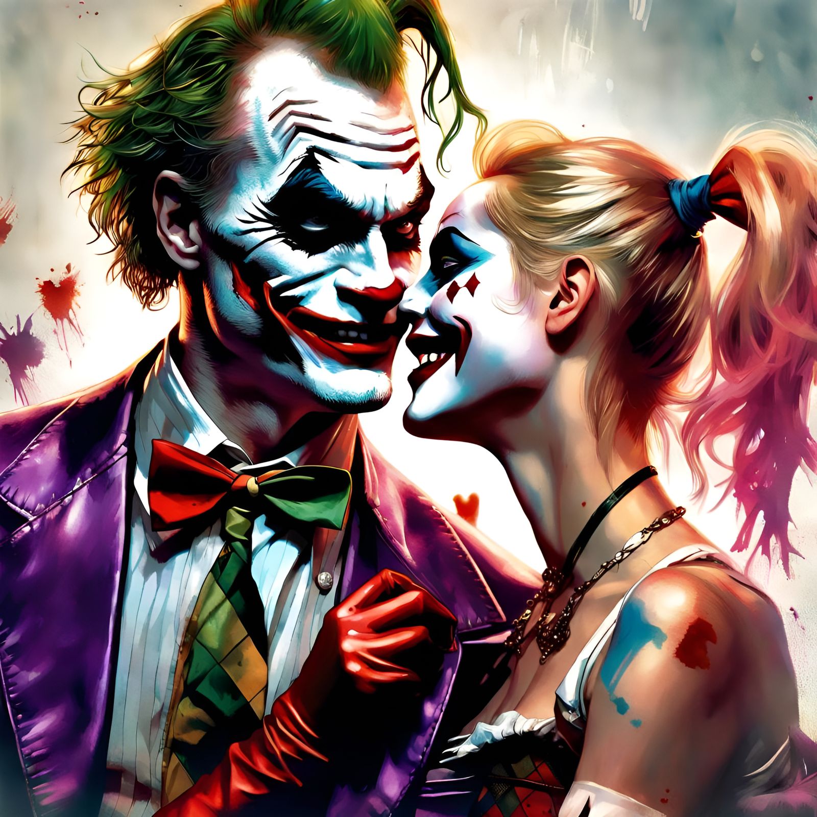 Harley Quinn and Joker Dance: Digital Illustration