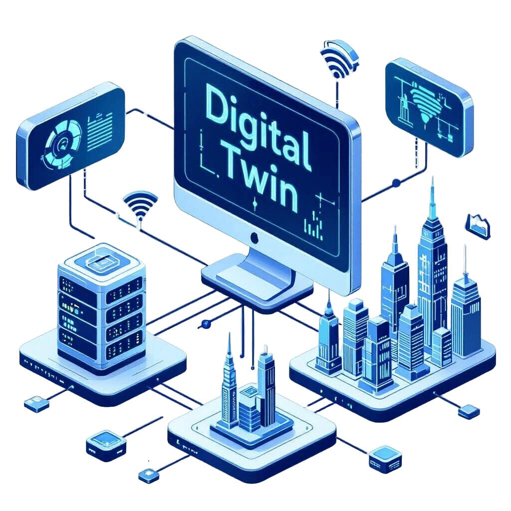 Digital Twin Aggregate Isometric Infographic Diagram