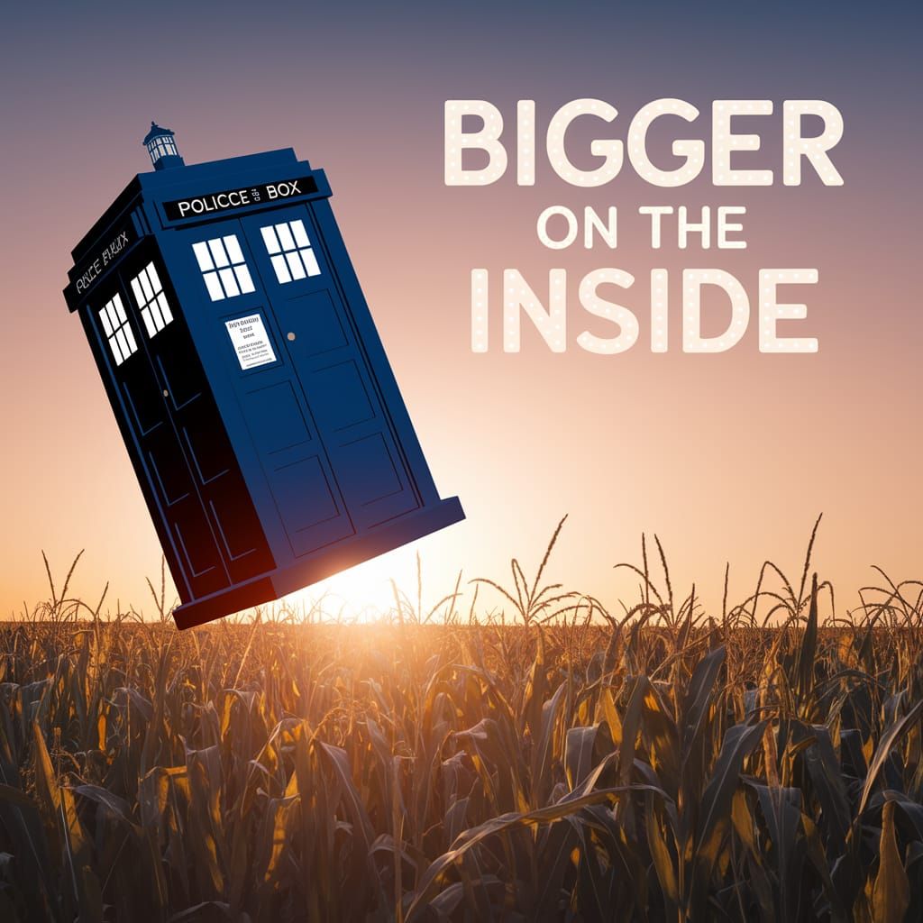 Timeless Blue Tardis Sails Over Nebraska's Golden Plains