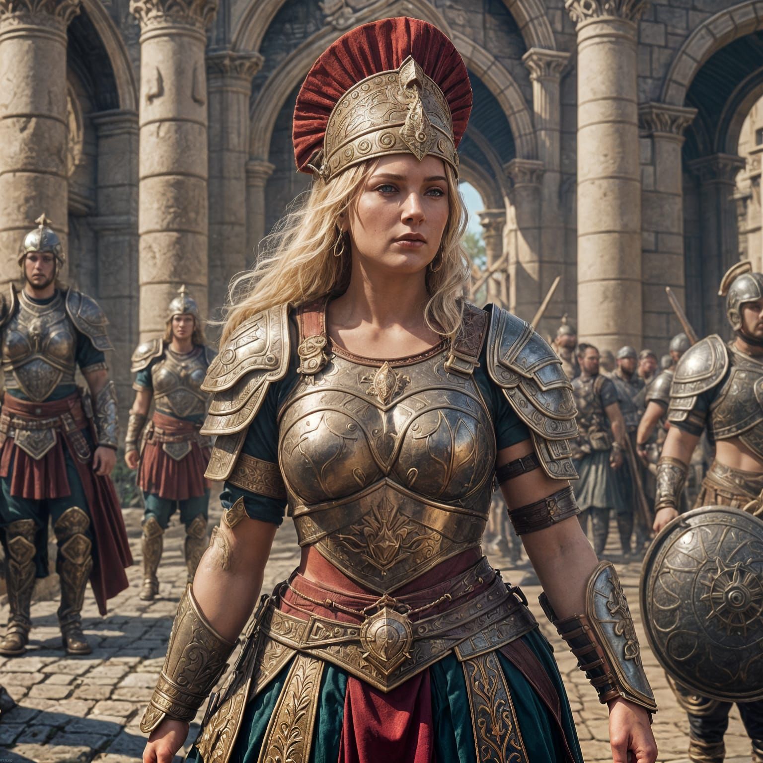 Beautiful Blonde Female Roman Centurion