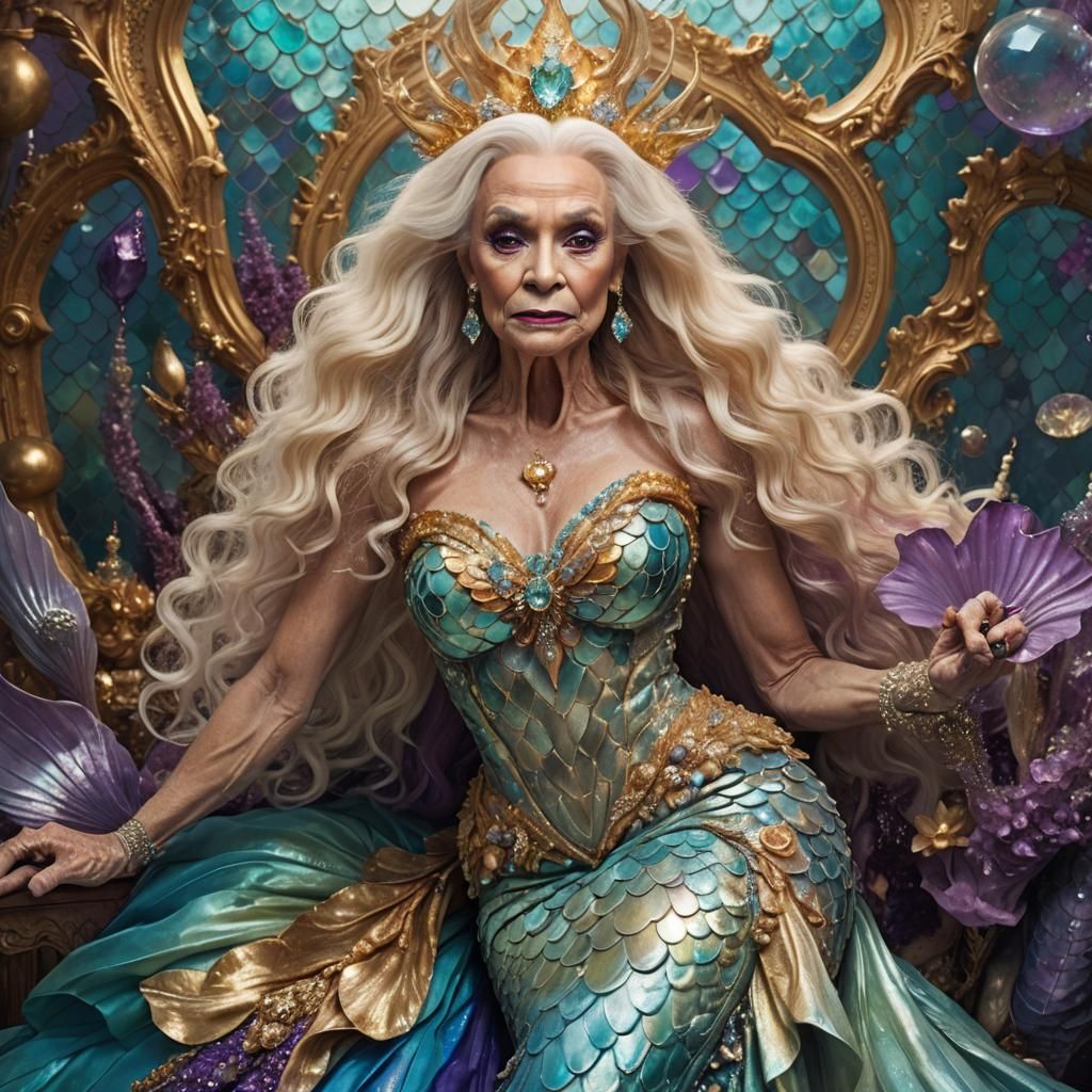 Lavish Mermaid Wedding Dress: Surreal Fantasy Concept Art