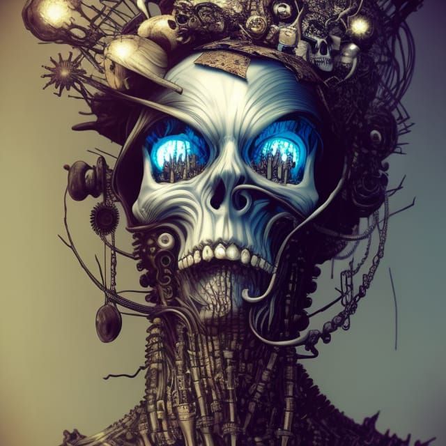 Hyperrealistic Skull in Top Hat Concept Art