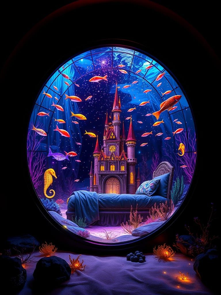 Glowing Neon Oasis in Hyperrealism Style