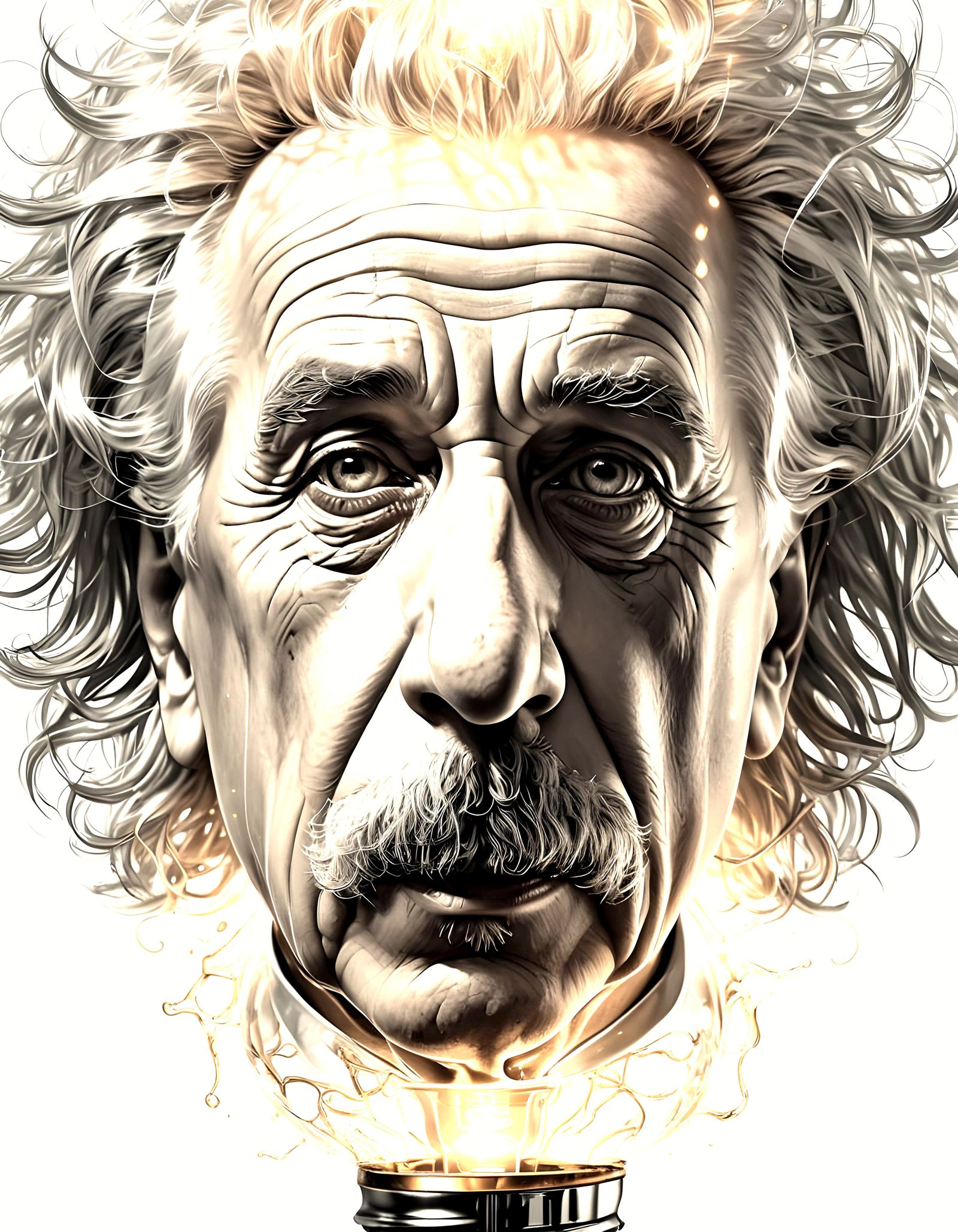 Einstein Glows Within Lightbulb: Creative 3D Logo