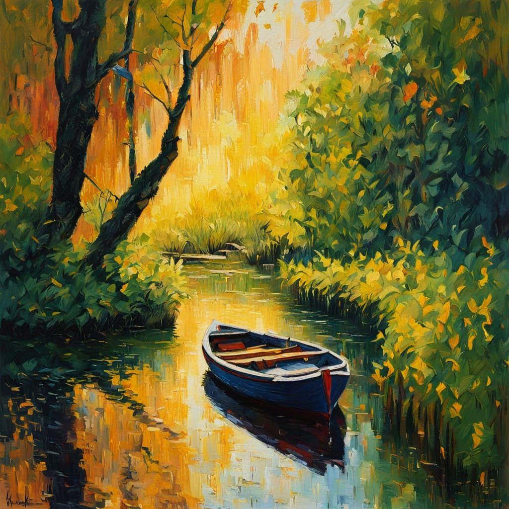 Spreewald Boat in Baroque Neo-Impressionist Style