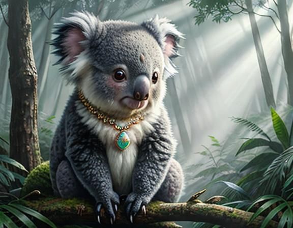 Koala in Opals: Ethereal Pop Art Portrait