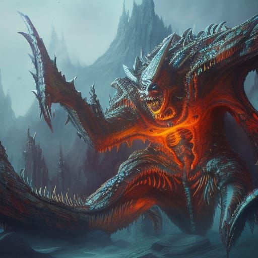 Detailed Cacodemon Matte Painting in Deep Color