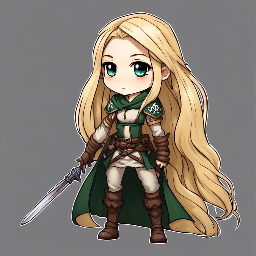 Chibi Blonde Ranger in Forest Scene