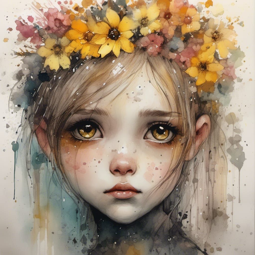 Beautiful Woman with Sparkling Eyes in Vibrant Hues