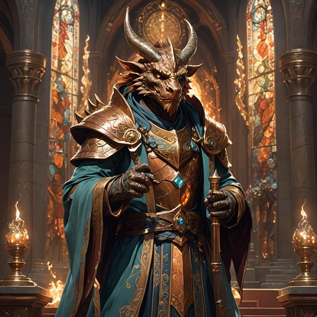 Dragonborn Portrait with Scepter, Hyperdetailed Concept Art