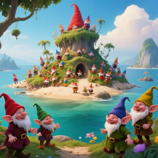 Enchanted Island Filled with Elves