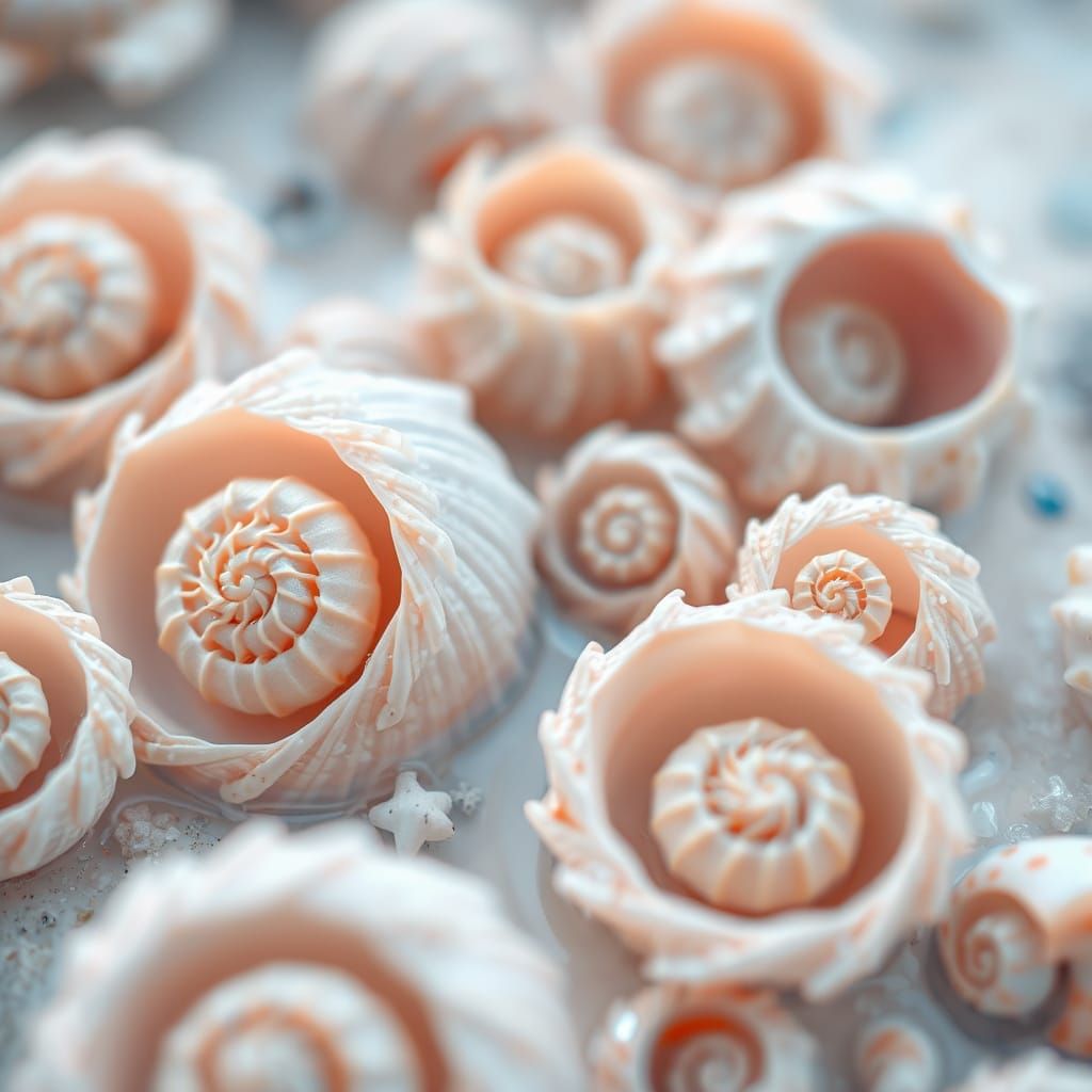Spiraling Seashells in Soft Focus