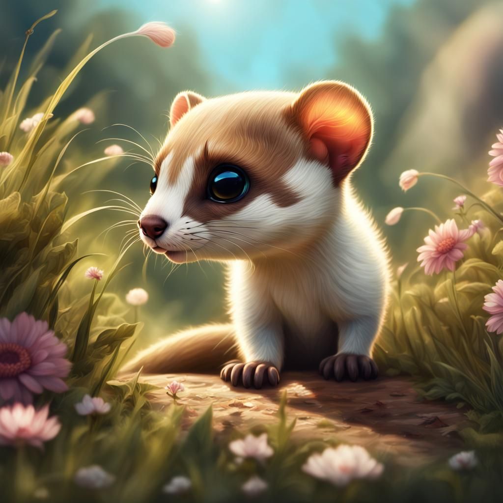 Chibi Weasel Enjoying a Summer Day